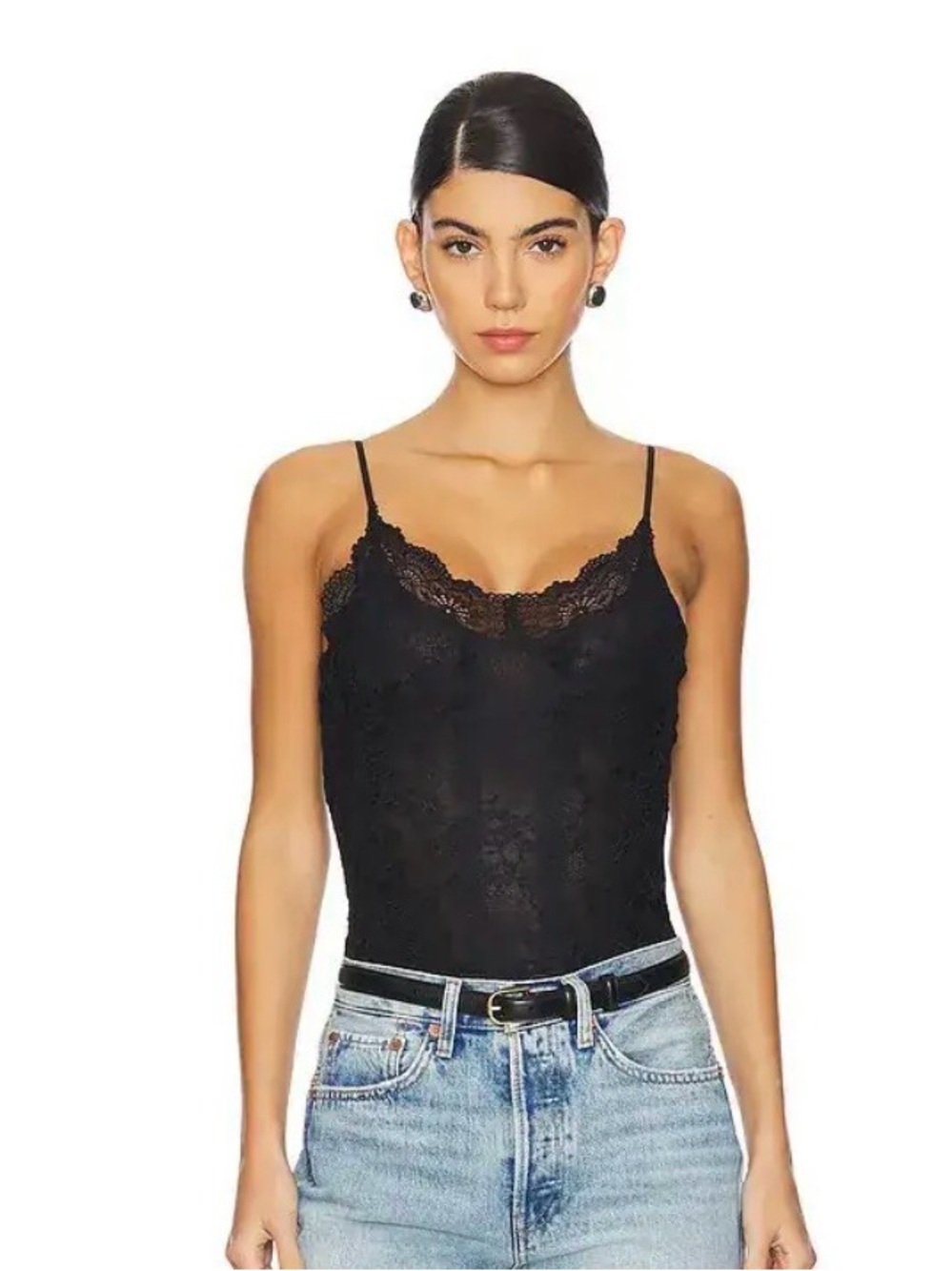 NWT ALLSAINTS Monica Lace Bodysuit Black Size